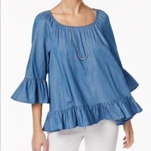 Style & Co Woman Denim Ruffle top Size 1X